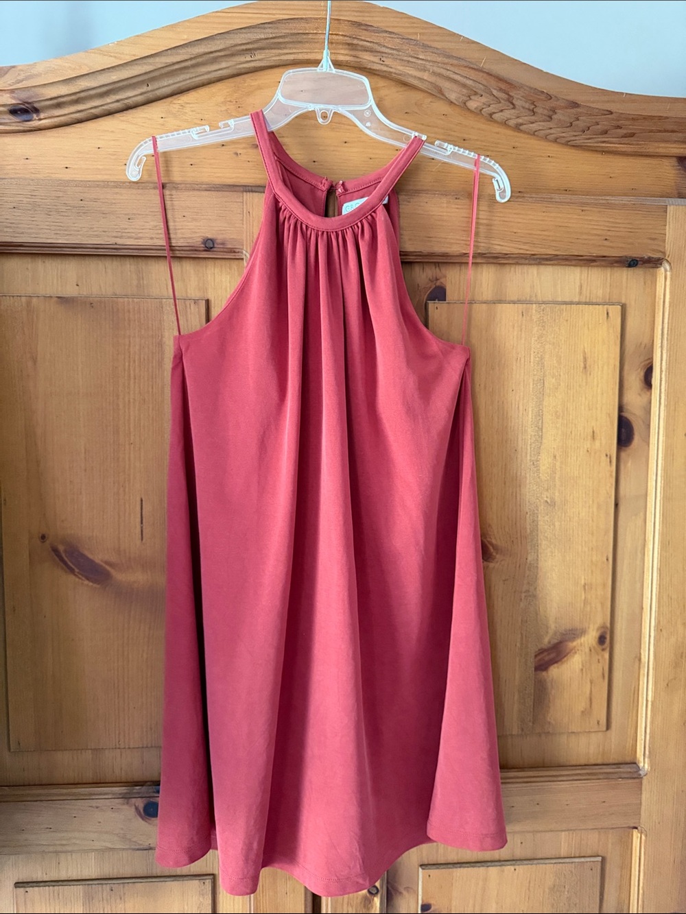 C&C California Terracotta Halter Dress with built in bra, size S